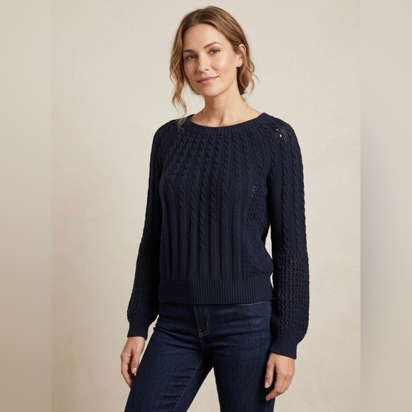 Anthropologie Sweaters - Anthropologie Guinevere Navy Blue Crewneck Alpaca Wool Knit Sweater Size Large
